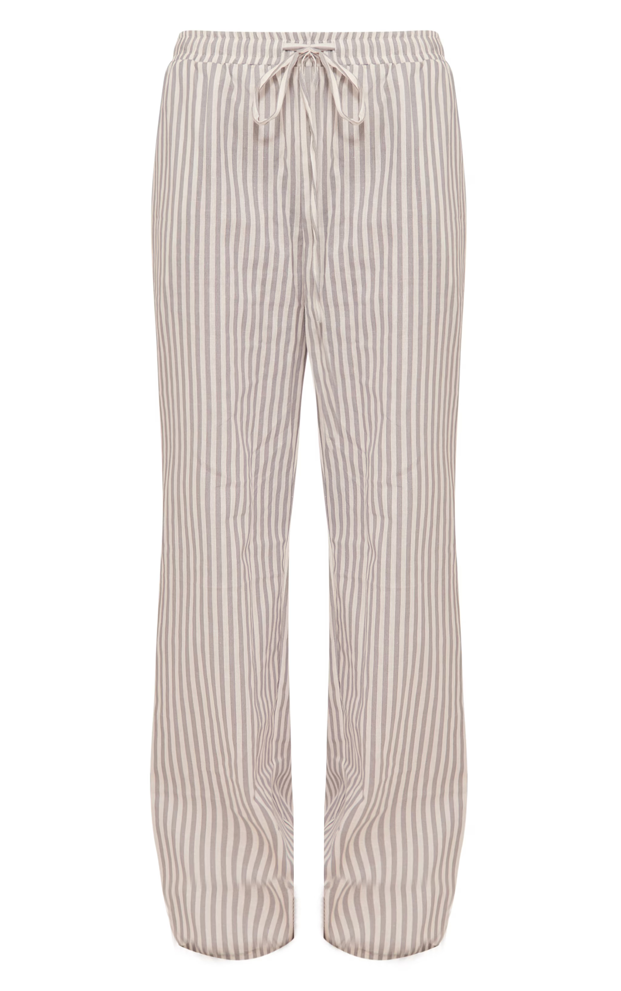 Grey Pinstripe Woven Tie Waist Pants | PrettyLittleThing US