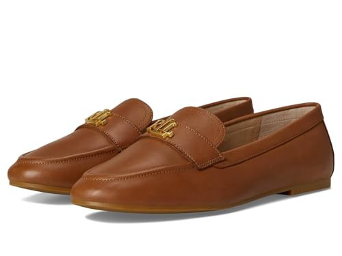 Lauren Ralph Lauren Women's Averi III Burnished Leather Loafer Deep Saddle Tan 9 Medium | Amazon (US)