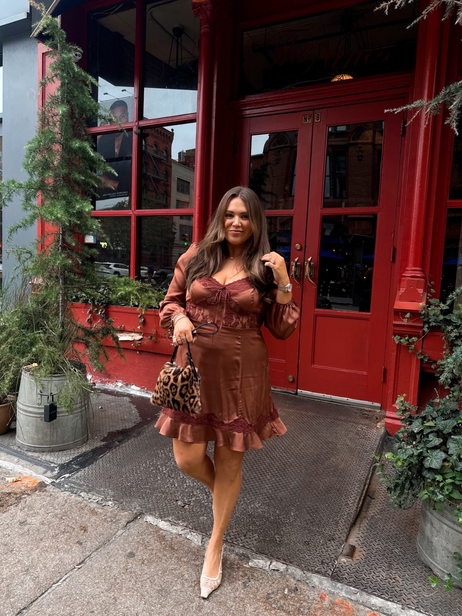 curvy midsize silky caramel lace dress! wearing size xl and wore this for a night out in NYC  

#LTKSeasonal #LTKMidsize #LTKFindsUnder100
