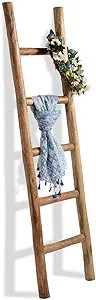 FUIN Fully Assembled 5 Ft Wood Decorative Wall Leaning Blanket Ladders Bathroom Storage Quilt Tow... | Amazon (US)