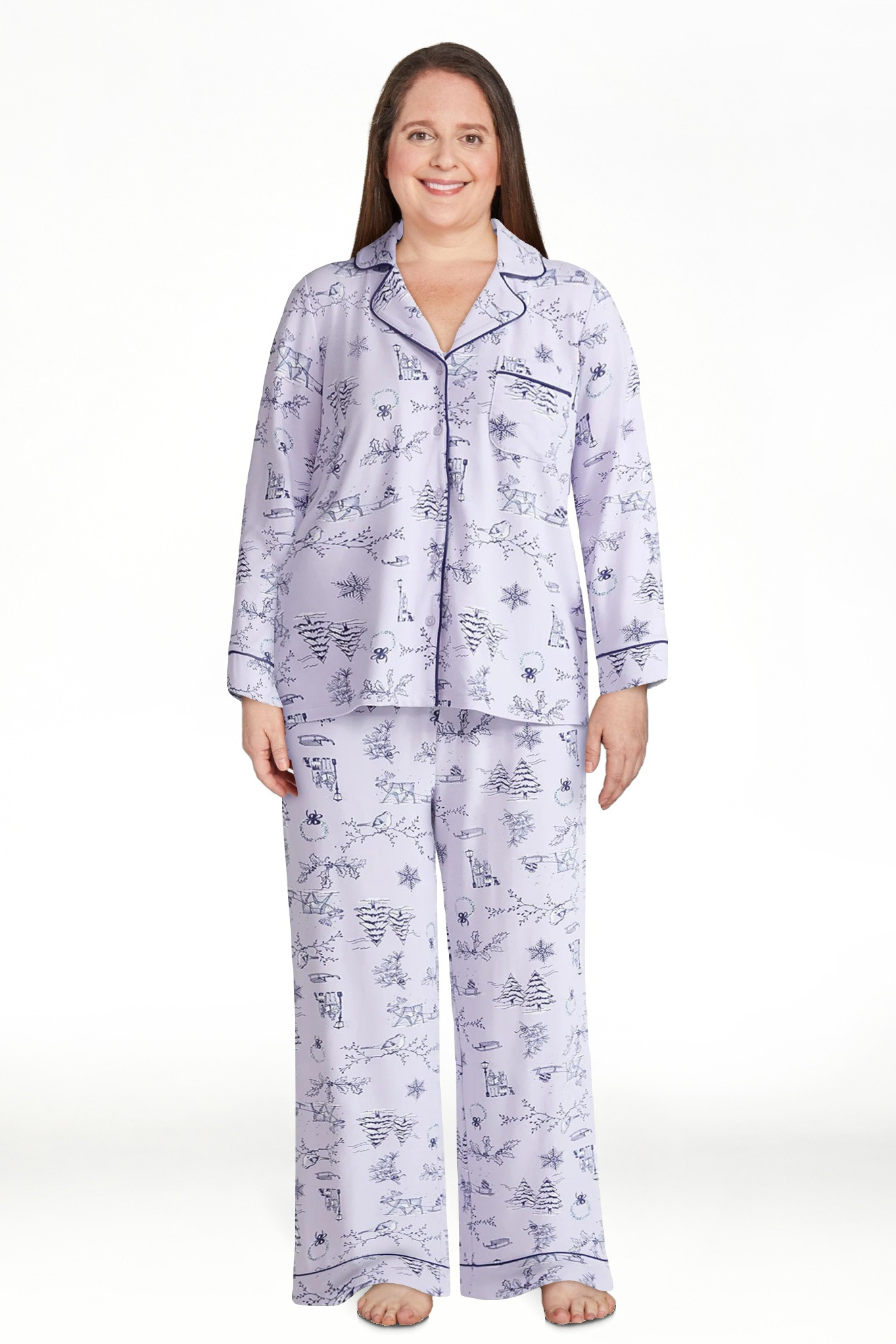Joyspun Women’s Dreamy Soft Collection Long Sleeve Top and Pants Pajama Set, Sizes XS-4X - Walm... | Walmart (US)