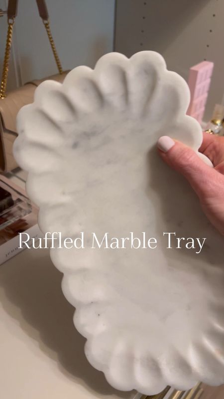 Marble tray. Pretty ruffle design. Perfect for nightstand or coffee table decor  

#LTKHome #LTKStyleTip #LTKVideo