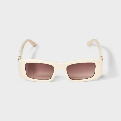 Women's Rectangle with Metal Temples Sunglasses - A New Day™ Ivory | Target