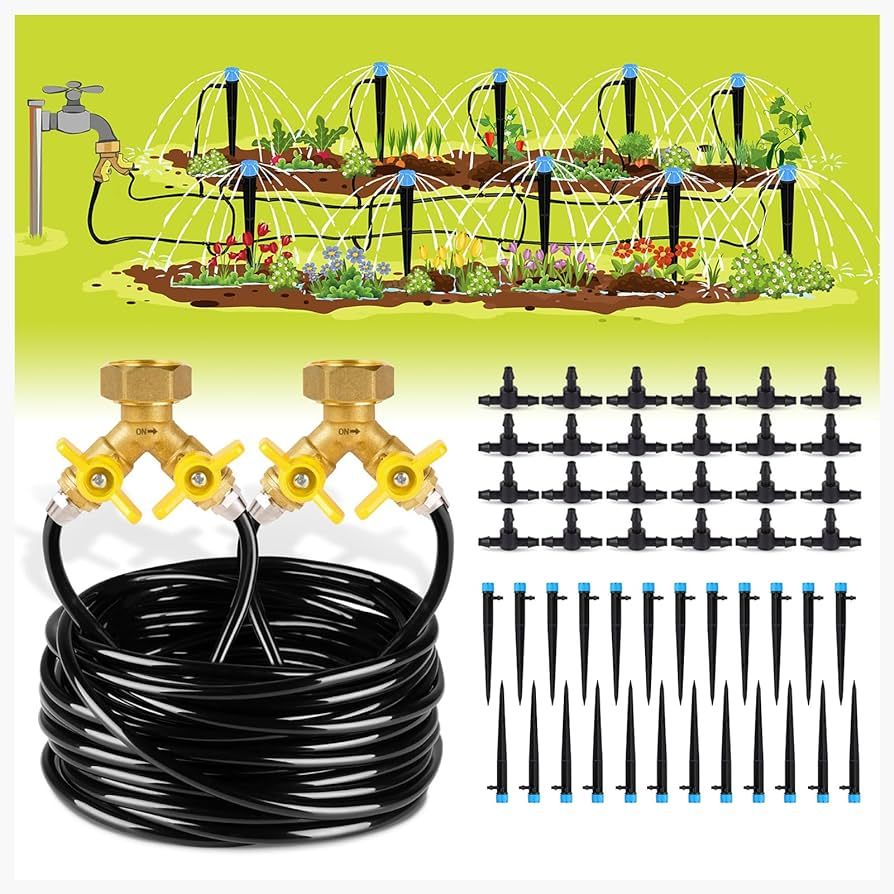 HIRALIY 100ft Drip Irrigation Kit Plant Watering System 8x5mm Blank Distribution Tubing DIY Autom... | Amazon (US)
