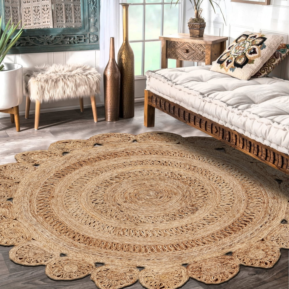 LR Home Natural Jute Natural Round Indoor Area Rug (8' x 8') | Walmart (US)