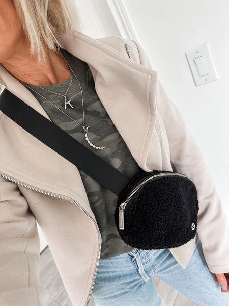 It’s ok to have a type.  Todays look versus a year ago.  Wearing the Stretch Knit Moto jacket by @gibsonlook in Dune today and in Heather Grey a year ago.  Both times I layered over a sweatshirt added a belt bag, and I still have on the same necklace!  😂 I love this moto jacket, what can I say!  I have it in an XS.  
I think if I worked in an office, I’d also have this one on heavy rotation.   
Comment LINKS and I’ll send them to you, or head to my LTK to shop either look!


#LTKfindsunder100 #LTKstyletip #LTKover40