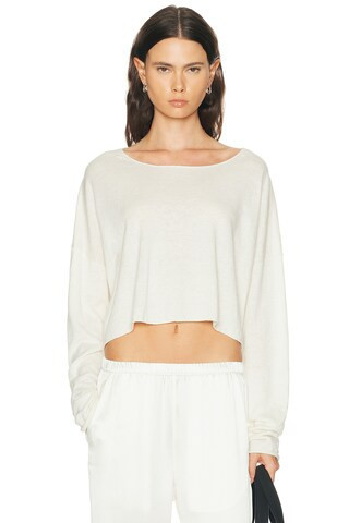 Eterne Cropped Boatneck Top in Ivory | FWRD 