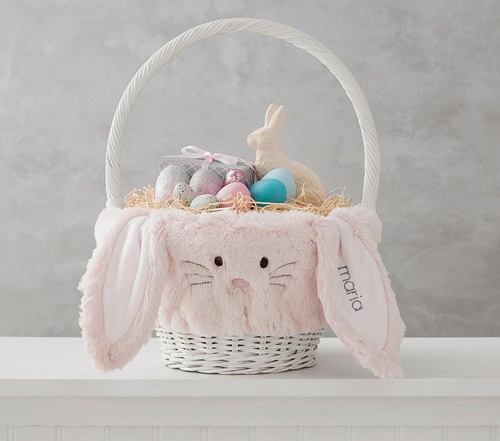 Long Ear Fur Bunny Easter Basket Liners | Pottery Barn Kids