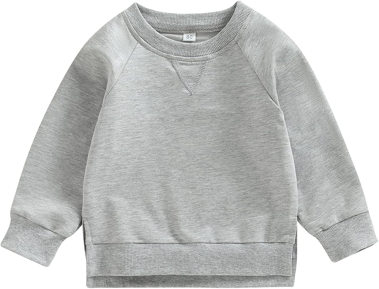 AEEMCEM Toddler Baby Boy Girl Solid Cotton Pullover Sweatshirt T-Shirt Crewneck Long Sleeve T Shi... | Amazon (US)