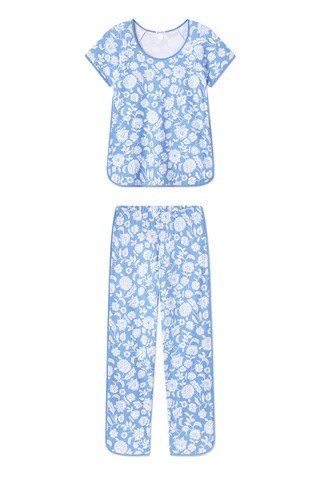 Pima Short-Long Set in Baltic Bouquet | Lake Pajamas