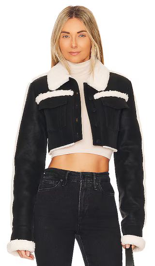 Dolly Faux Shearling Jacket in Black & Ivory | Revolve Clothing (Global)