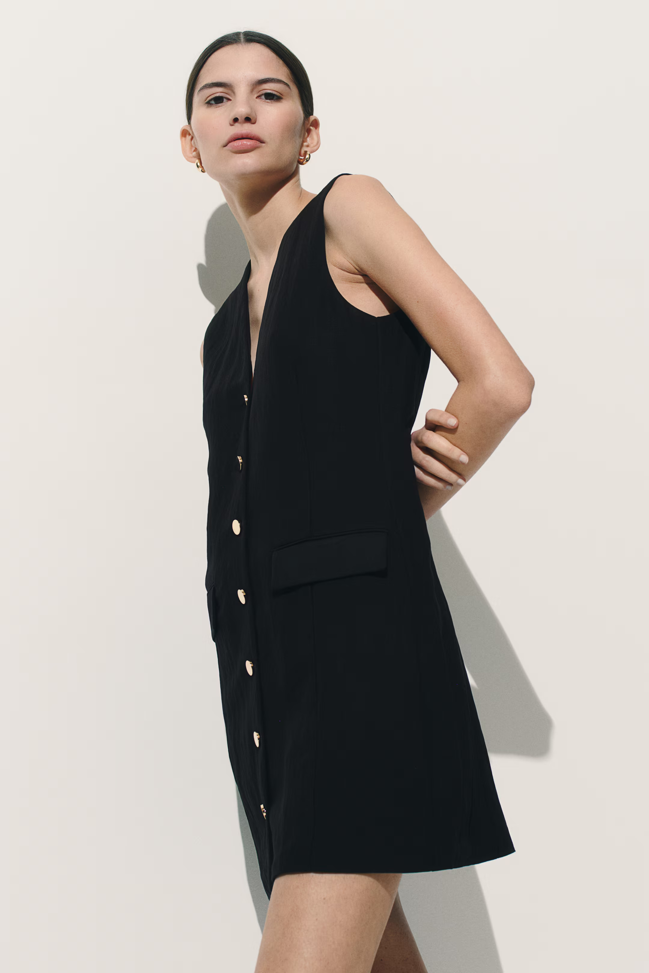 Button-Front Dress - Black - Ladies | H&M US | H&M (US + CA)