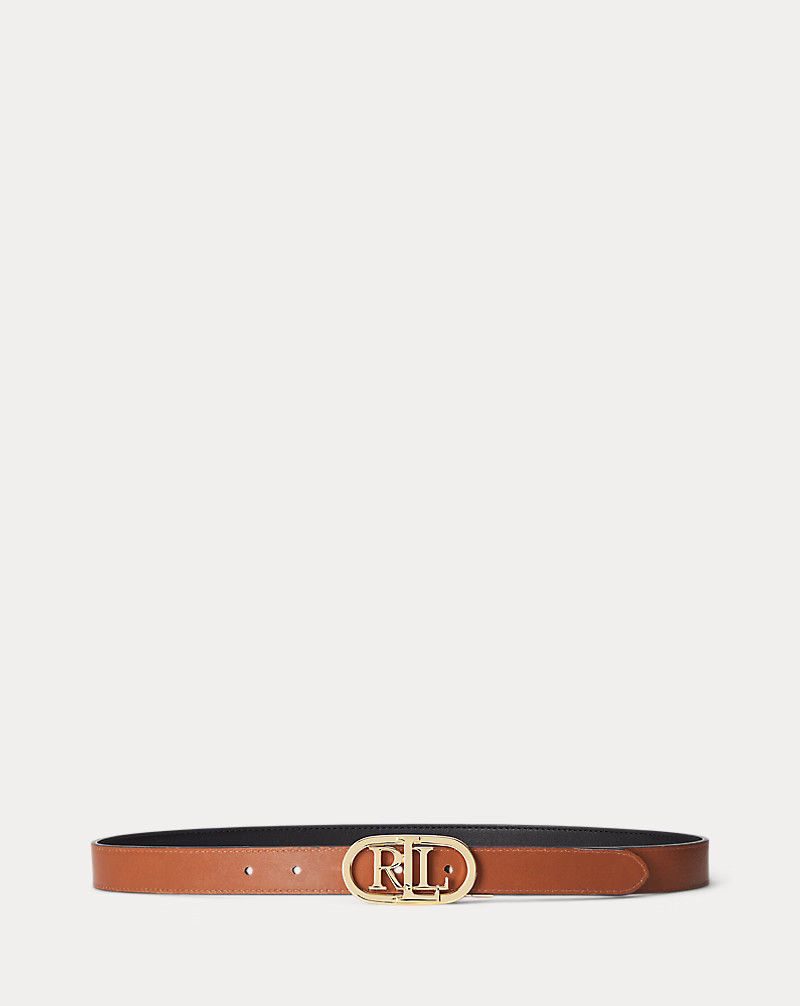 Oval-Logo Reversible Leather Skinny Belt | Ralph Lauren (UK)