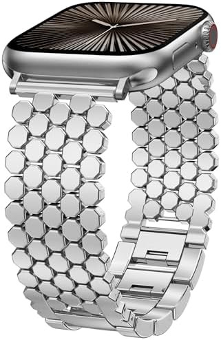 Minyee Compatible with Apple Watch Band Women 41/40/38/44/45/46/49/42mm, Dressy Honeycomb Pretty ... | Amazon (US)