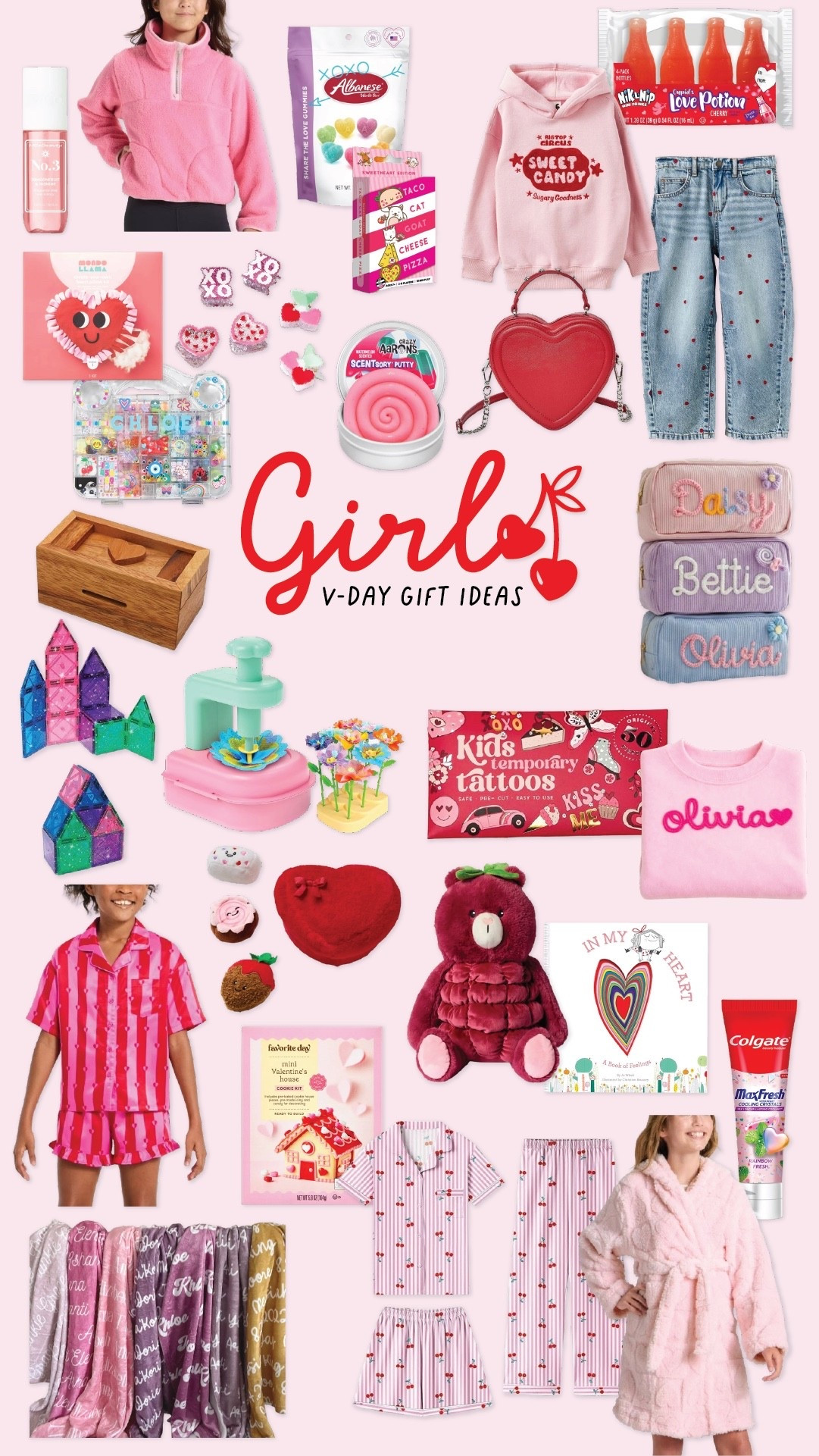 Perfect for the girl who loves all things cozy and cute. This Valentine guide is packed with PJs, clothes, crafts, stuffies, and fun accessories.

#ValentinesForHer #GirlsGiftGuide #ValentinesDayFinds #CuteGifts

#LTKFindsUnder50 #LTKSeasonal #LTKKids