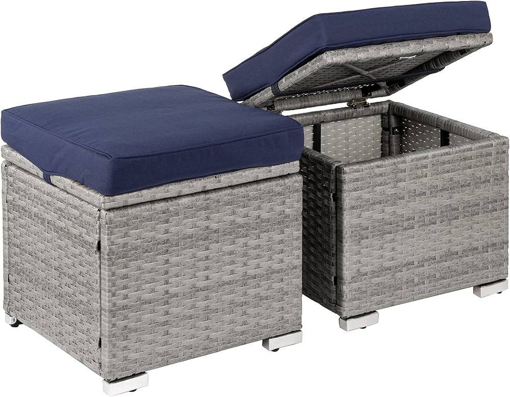 Best Choice Products Set of 2 Wicker Ottomans, Multipurpose Outdoor Furniture for Patio, Backyard... | Amazon (US)