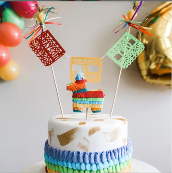 1x Mini Donkey Pinata Cake Topper, Pinata Cake Topper, Cinco de Mayo, Fiesta Birthday Cake, Fiest... | Etsy (US)
