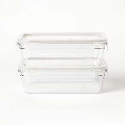 4pc (set of 2) 5.5 Cup Tritan Plastic Rectangle Food Storage Container Set Clear - Figmint™: St... | Target