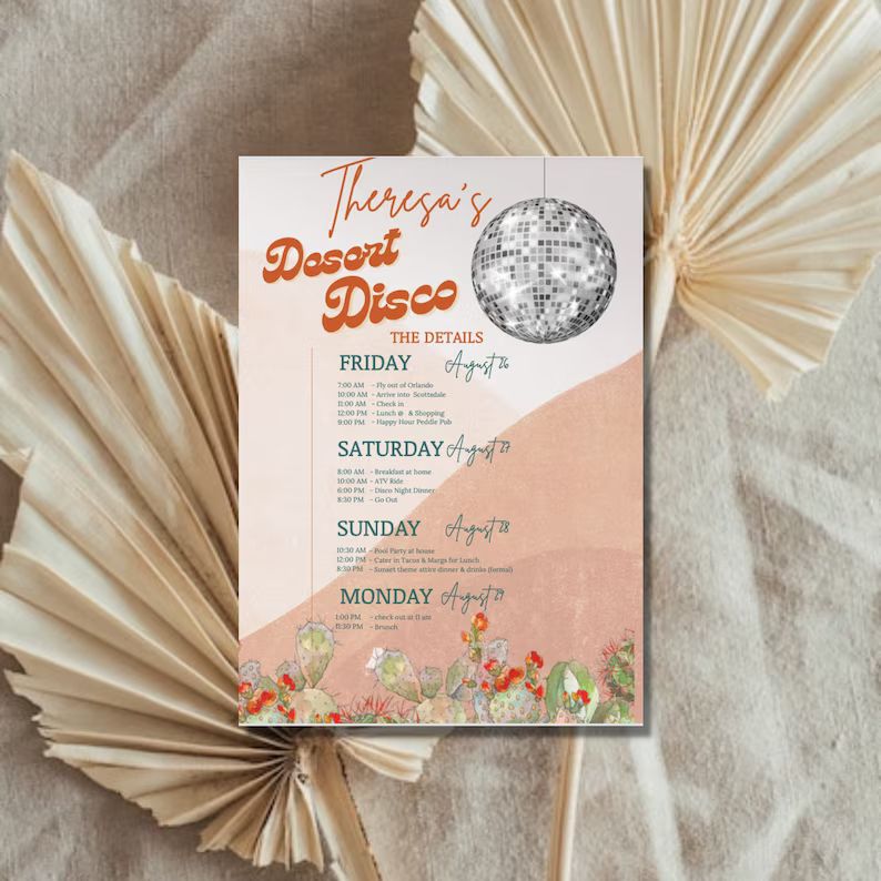 Custom 5 X 7 Desert Disco Scottsdale Arizona Bachelorette - Etsy | Etsy (US)