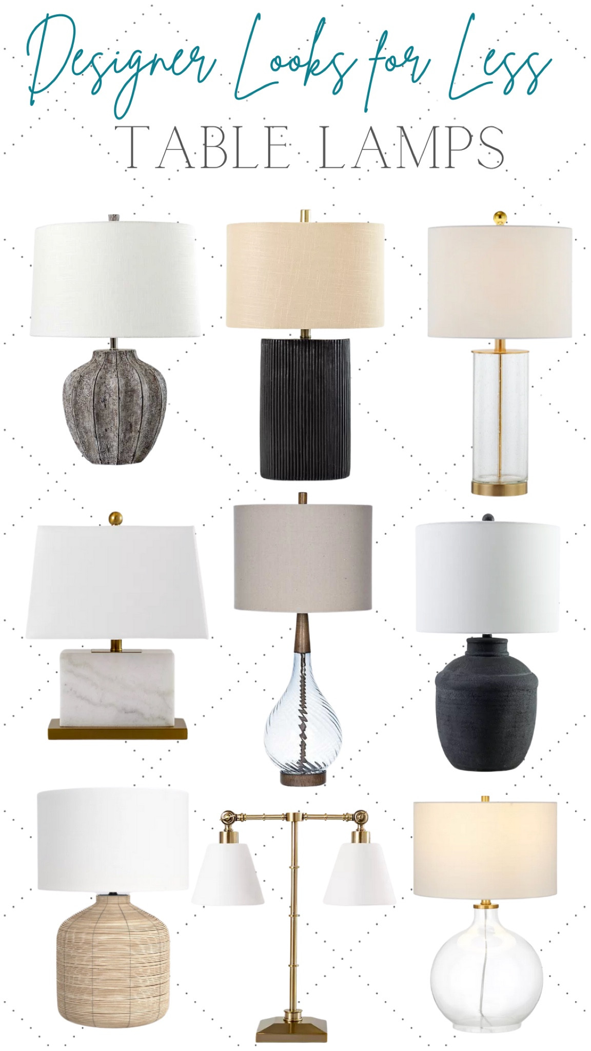 Designer looks for less table lamps with linen shades glass base living room bedroom decor home 

#LTKhome #LTKstyletip #LTKsalealert