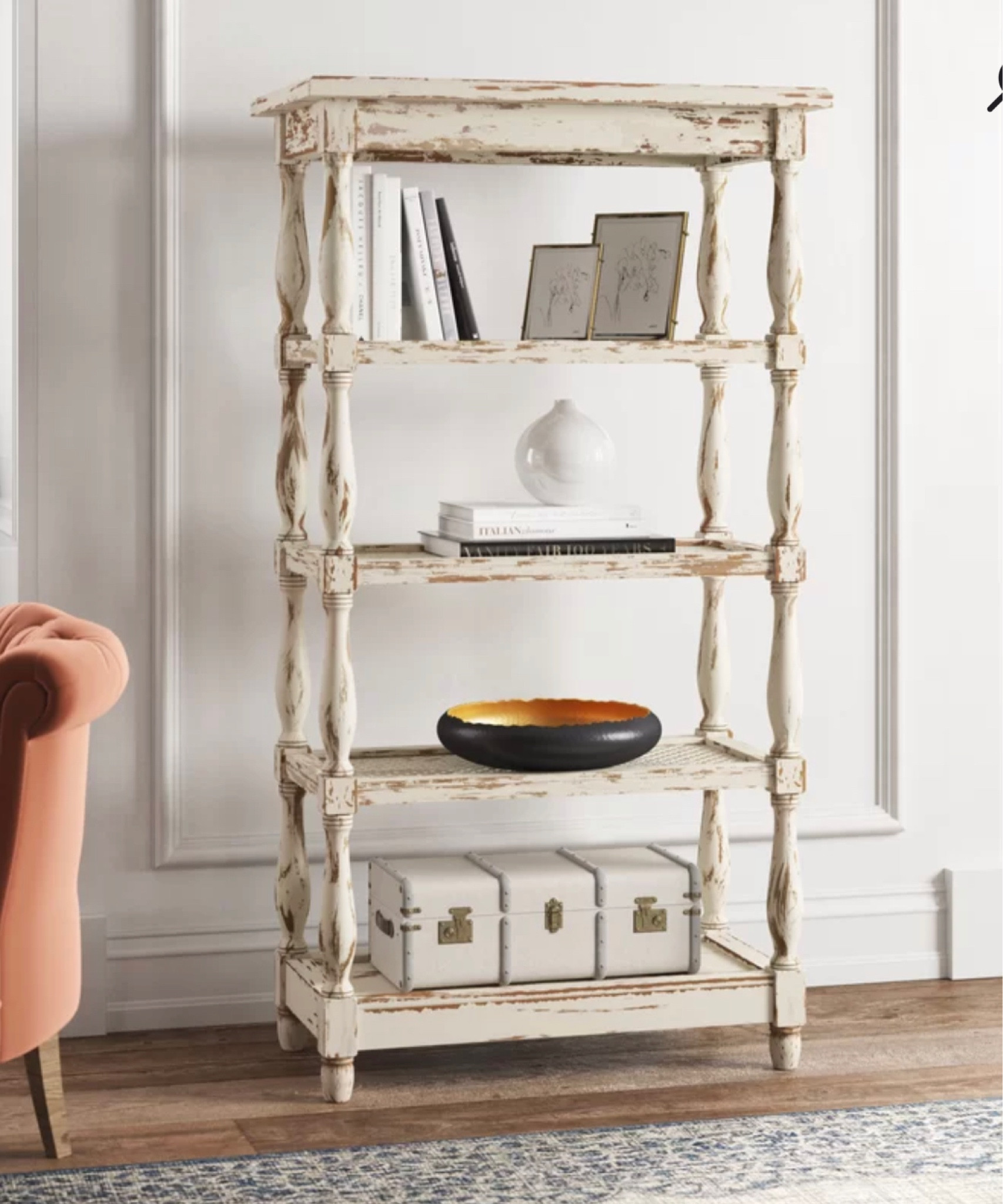 Kelley Clarkson distressed shelf.
Cute for home office 