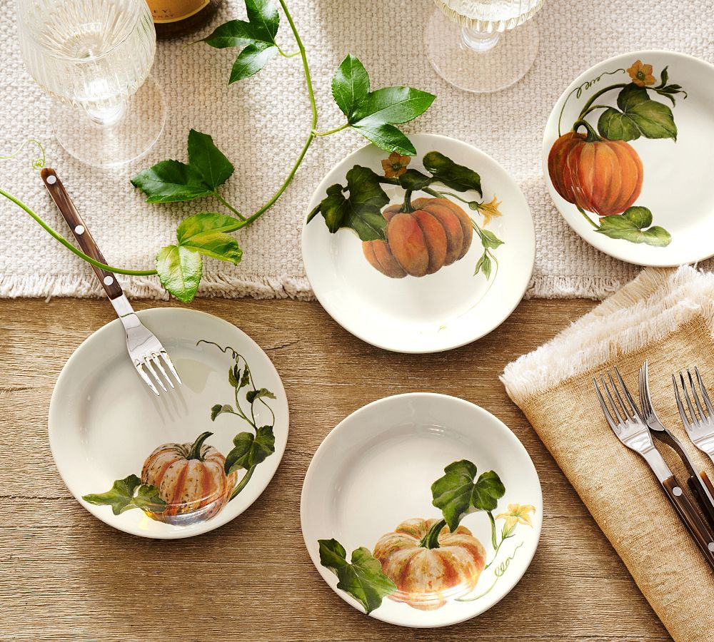 Rustic Pumpkin Appetizer Plates - Set of 4 | Pottery Barn (US)