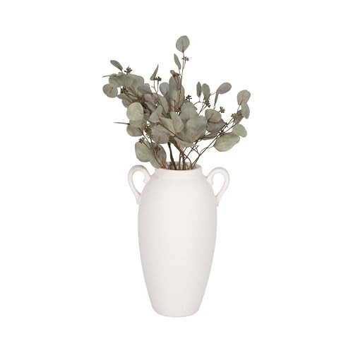 Sagebrook Home Stoneware Decorative Vase with Handles - Textured White Finish - Casual Home Decor for Living Room, Bedroom, Office - 16" White | Amazon (US)