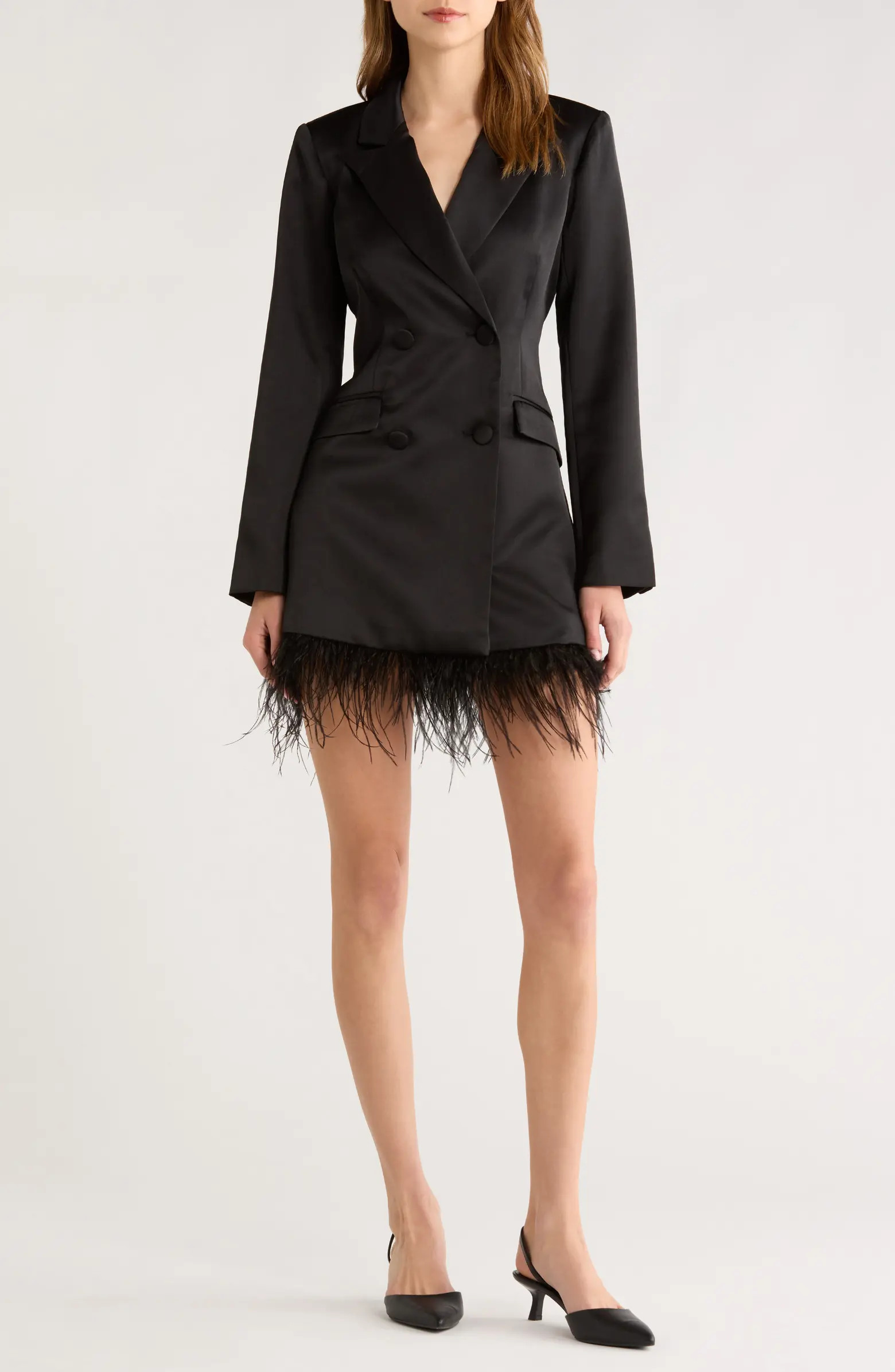 Breonna Feather Trim Blazer Dress | Nordstrom