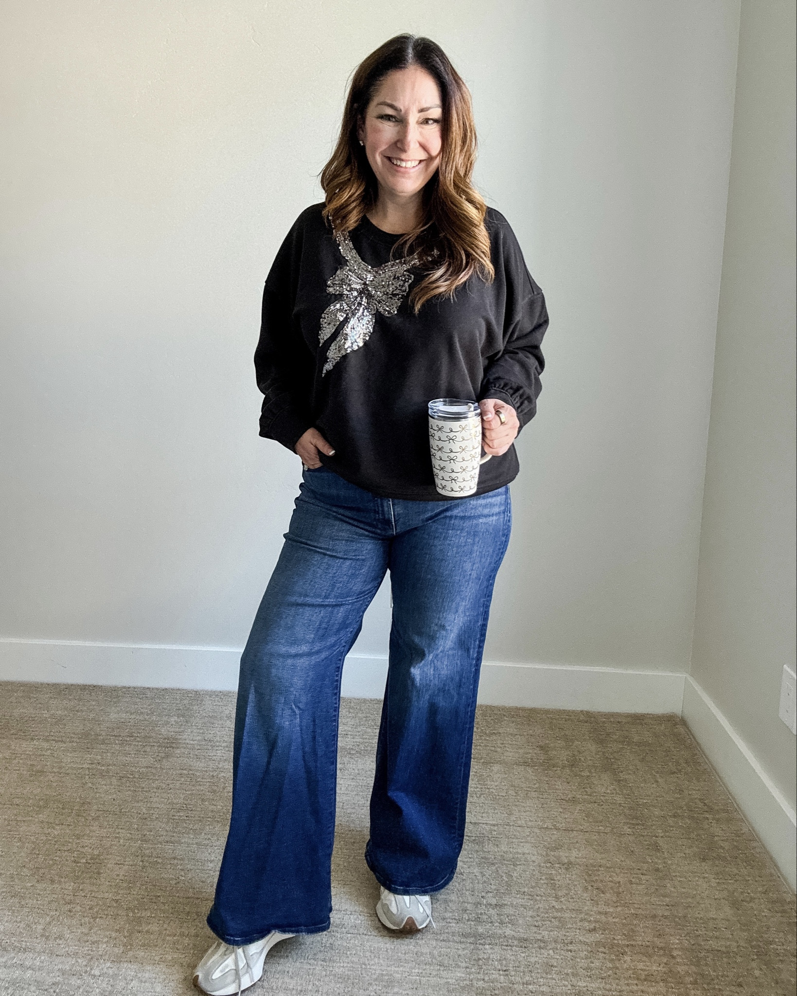 Holiday Sweater Dressy Casual Holiday Event Outfit | Wearing Sweater, L and Jeans, 32 #christmasparty #holidayparty #festivesweater #holidayoutfit 

 

#LTKHoliday #LTKOver40 #LTKMidsize