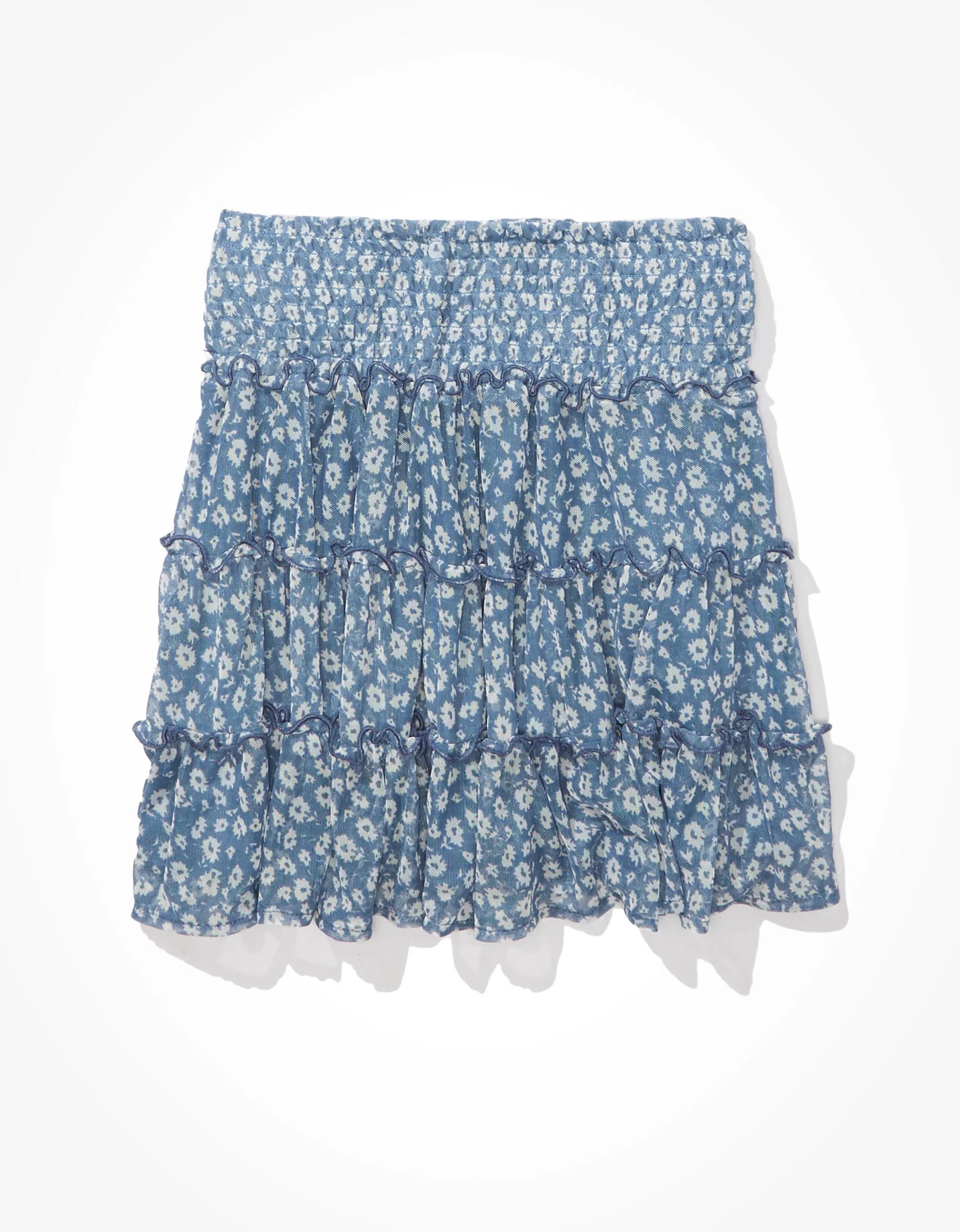 AE Floral Mesh Tiered Mini Skirt | American Eagle Outfitters (US & CA)