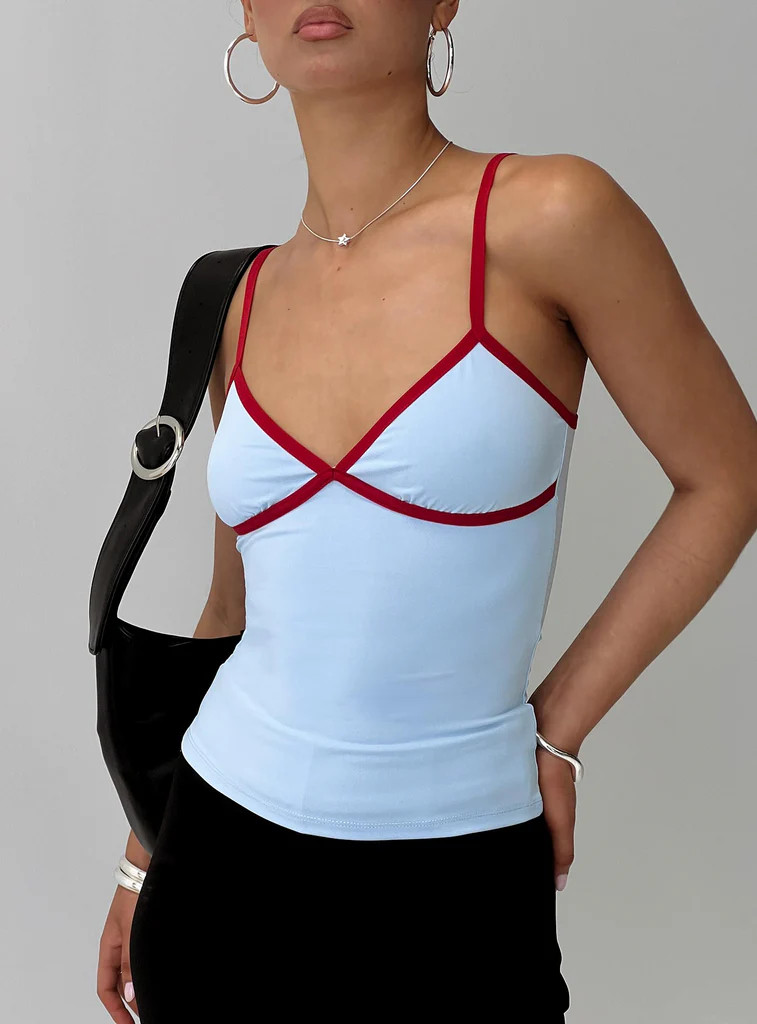Tiera Top Blue / Red | Princess Polly US