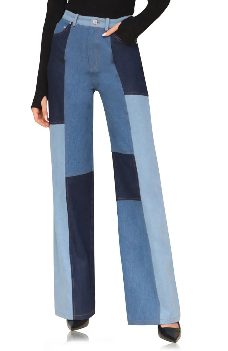 Avec Les Filles Patchwork Wide Leg Jeans | Nordstrom | Nordstrom