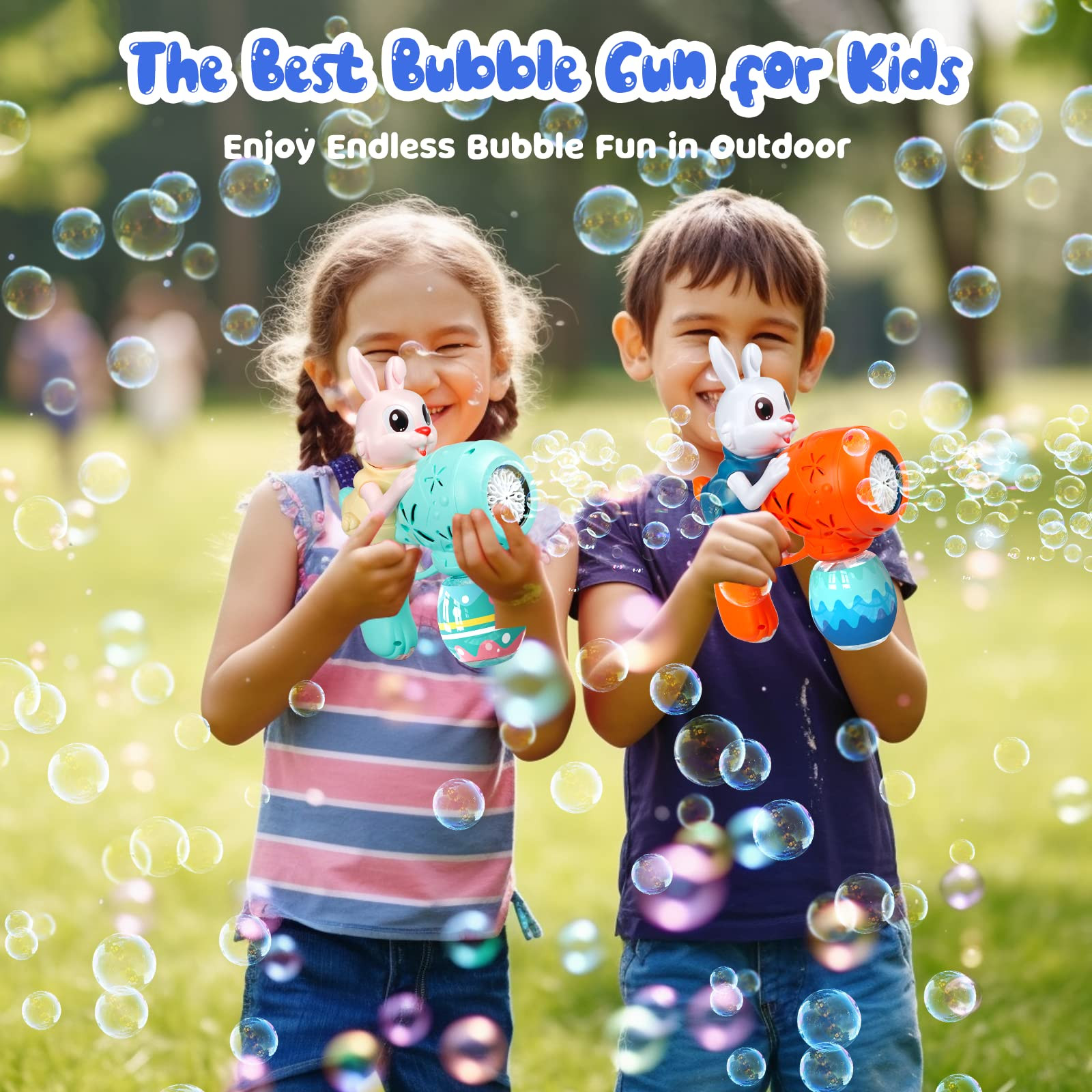 Bubble Gun for Kids 2 Pack Bubble Guns Kit for Toddlers Rabbit Bubble Machine Electric Bubble Toy... | Amazon (US)