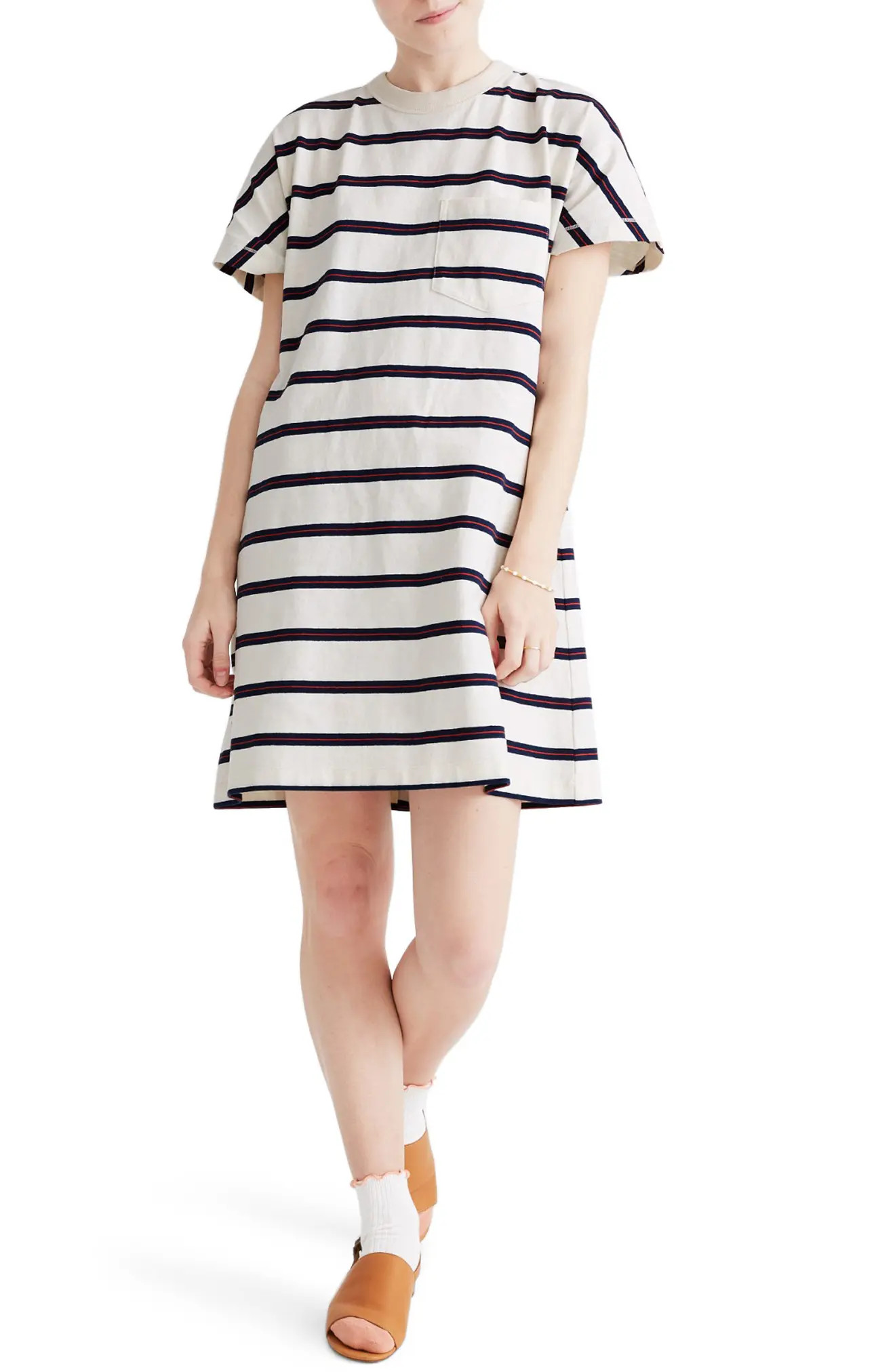 Madewell Striped Tomboy Oversized Pocket T-Shirt Dress at Nordstrom Rack | Nordstrom Rack