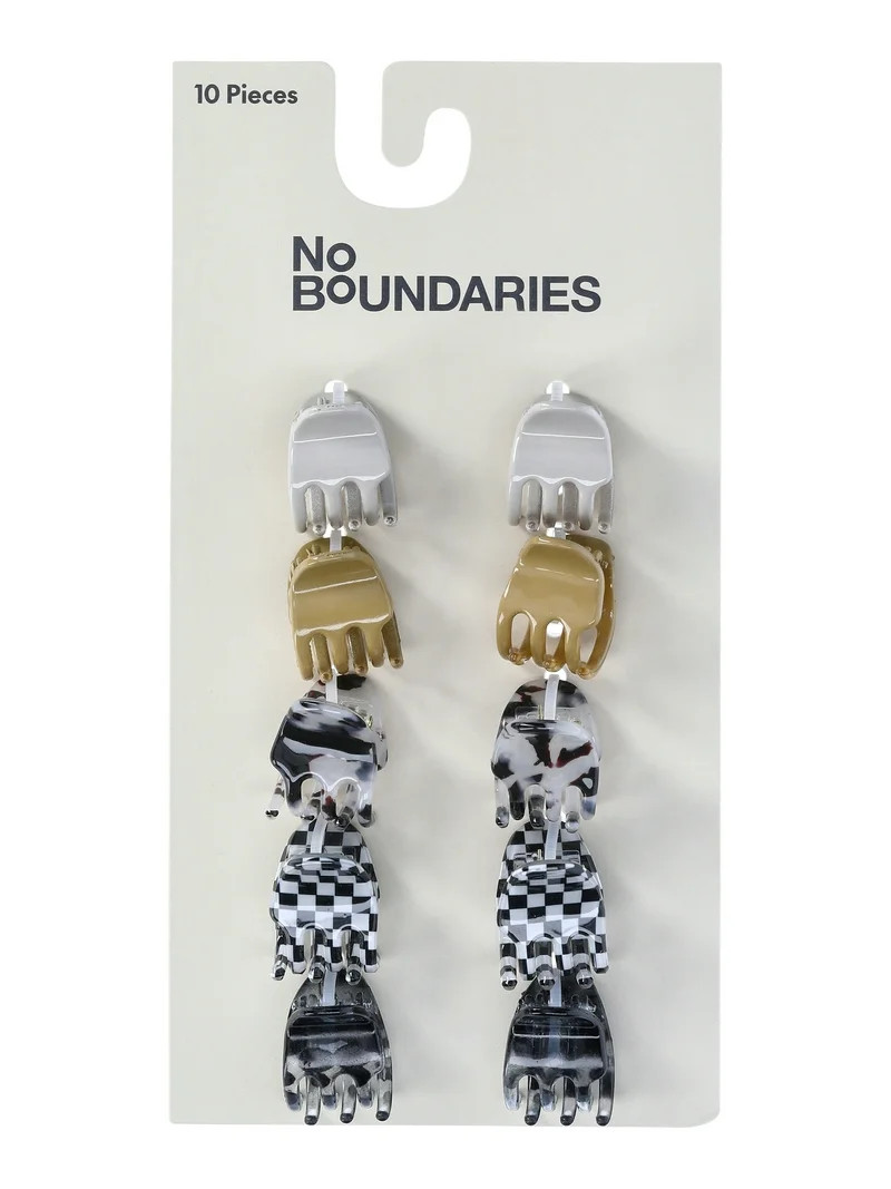No Boundaries Mini Claw Hair Clip Set, 10-Piece, Women's | Walmart (US)