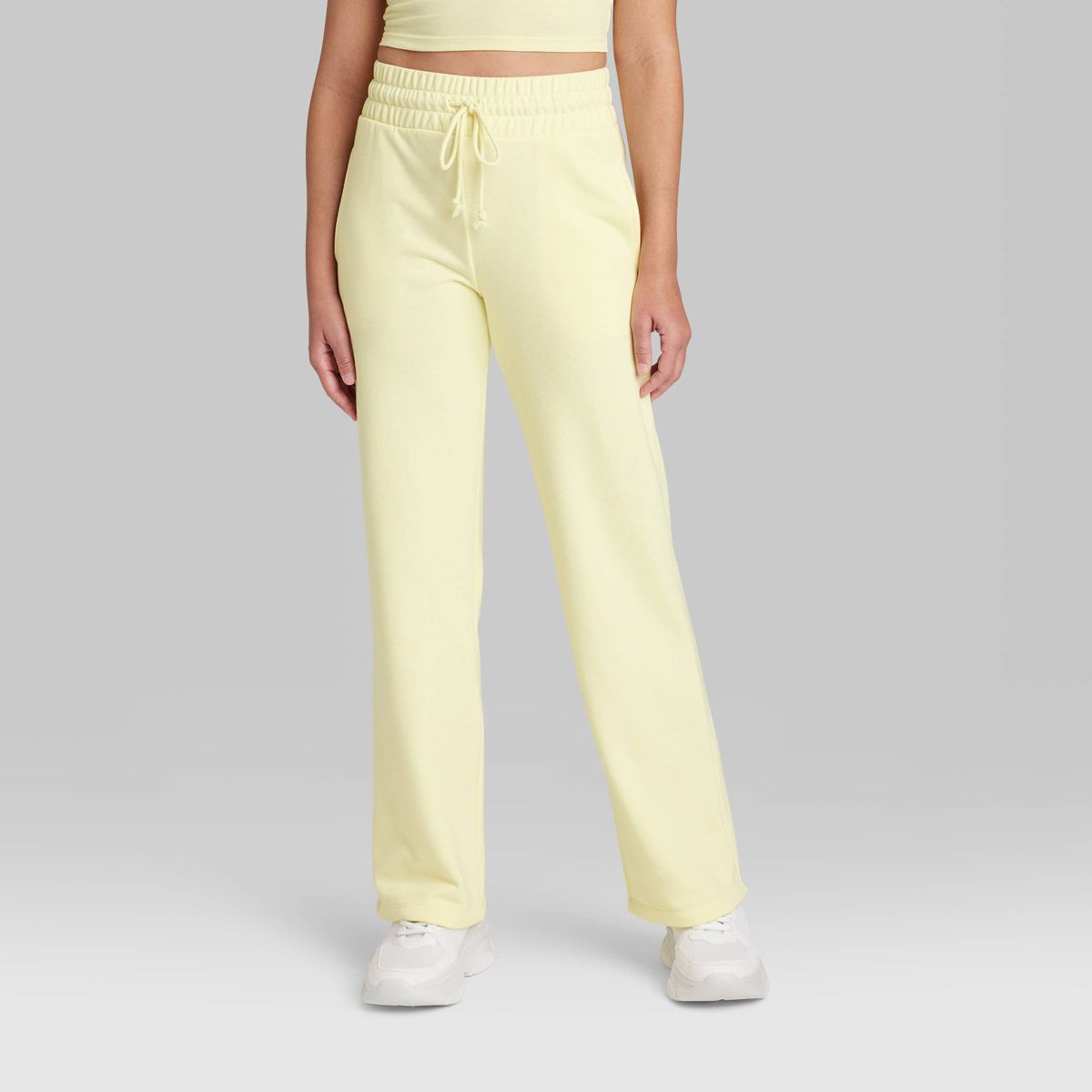 Women's High-Rise Wide Leg French Terry Sweatpants - Wild Fable™ Yellow XL | Target