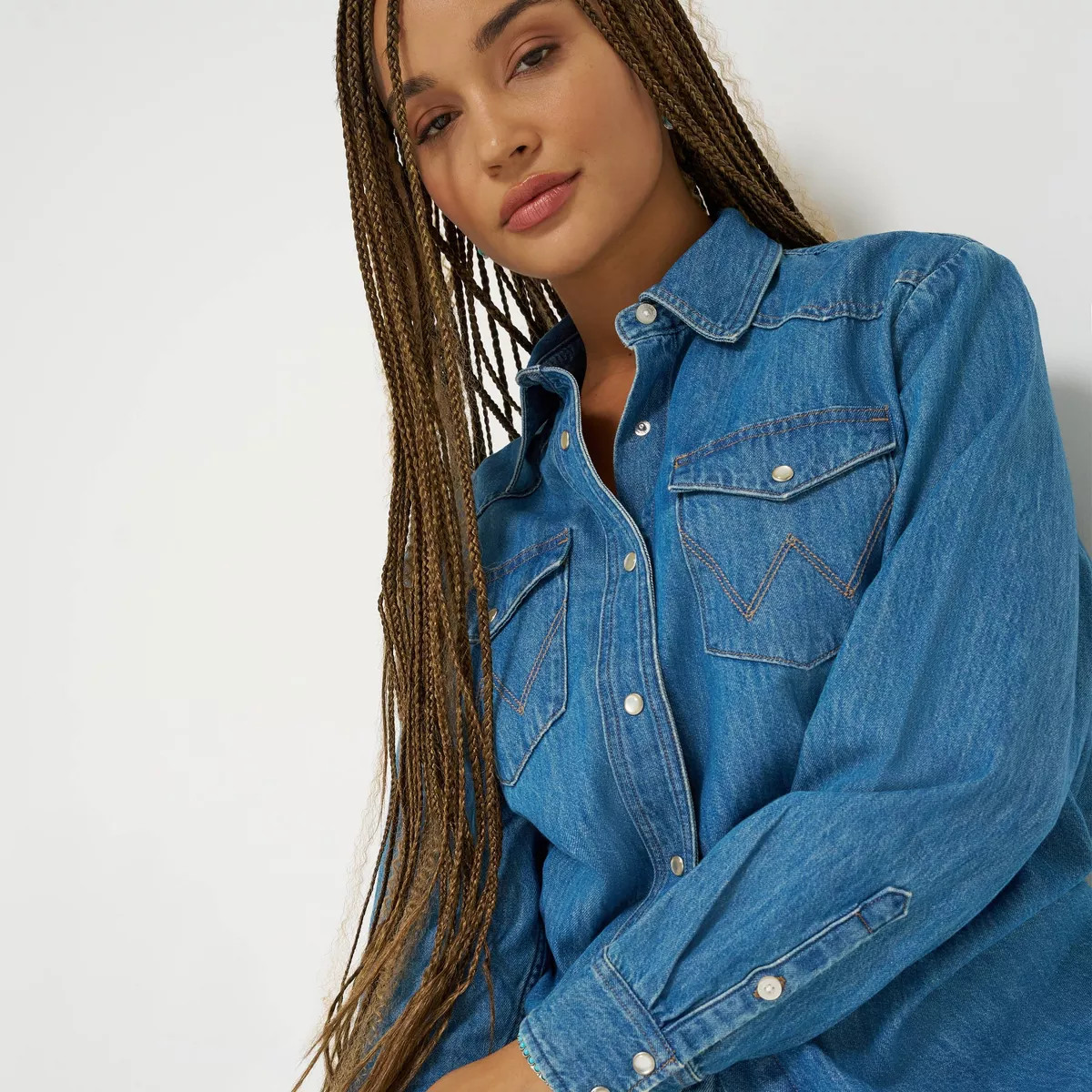 Wrangler Women's Long Sleeve Denim Shirt - Forever Wash M | Target