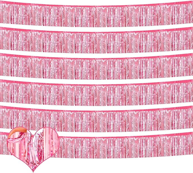 6 Pack 10 Feet Foil Fringe Garland Metallic Tassle Banner Wall Hanging Tinsel Streamers Backdrop ... | Amazon (US)