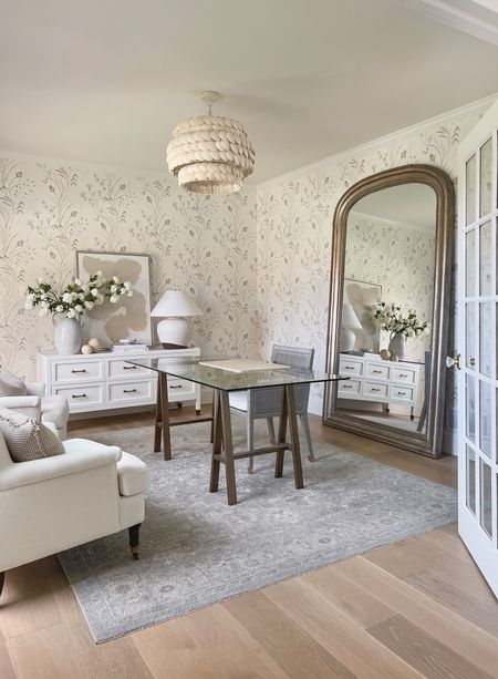 Home office, arhaus mirror, wallpaper, Serena and lily, home decor, spring decor, faux florals, Target studio McGee

#LTKSeasonal #LTKhome #LTKstyletip