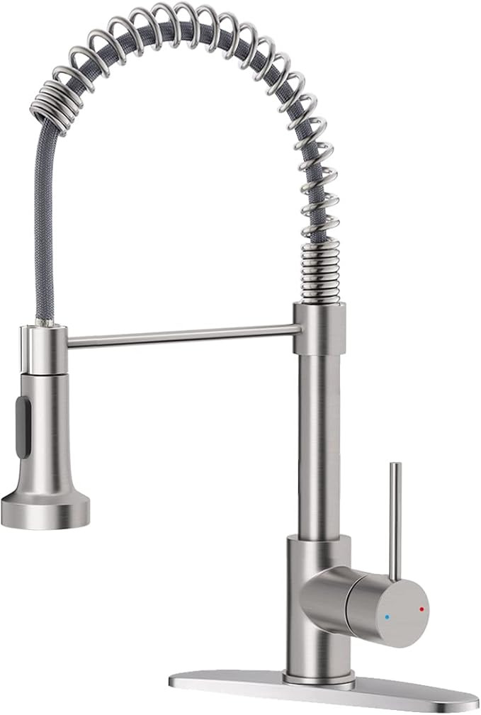 OWOFAN Kitchen Faucet with Pull Down Sprayer Brushed Nickel Stainless Steel Single Handle Pull Ou... | Amazon (US)