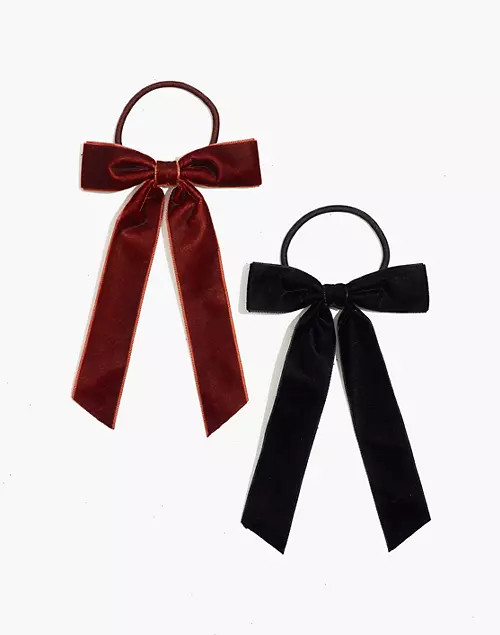 Two-Pack Velvet Bow Hair Elastic | Madewell
