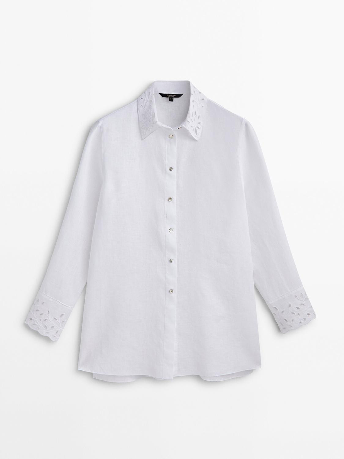 Linen shirt with cutwork embroidery | Massimo Dutti DE