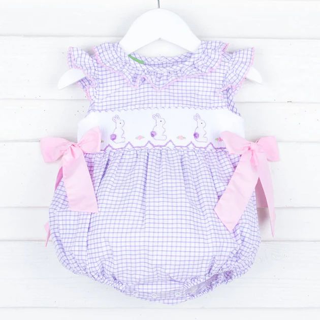 Bunny Smocked Lavender Beverly Bubble | Classic Whimsy