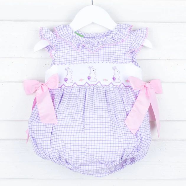 Bunny Smocked Lavender Beverly Bubble | Classic Whimsy