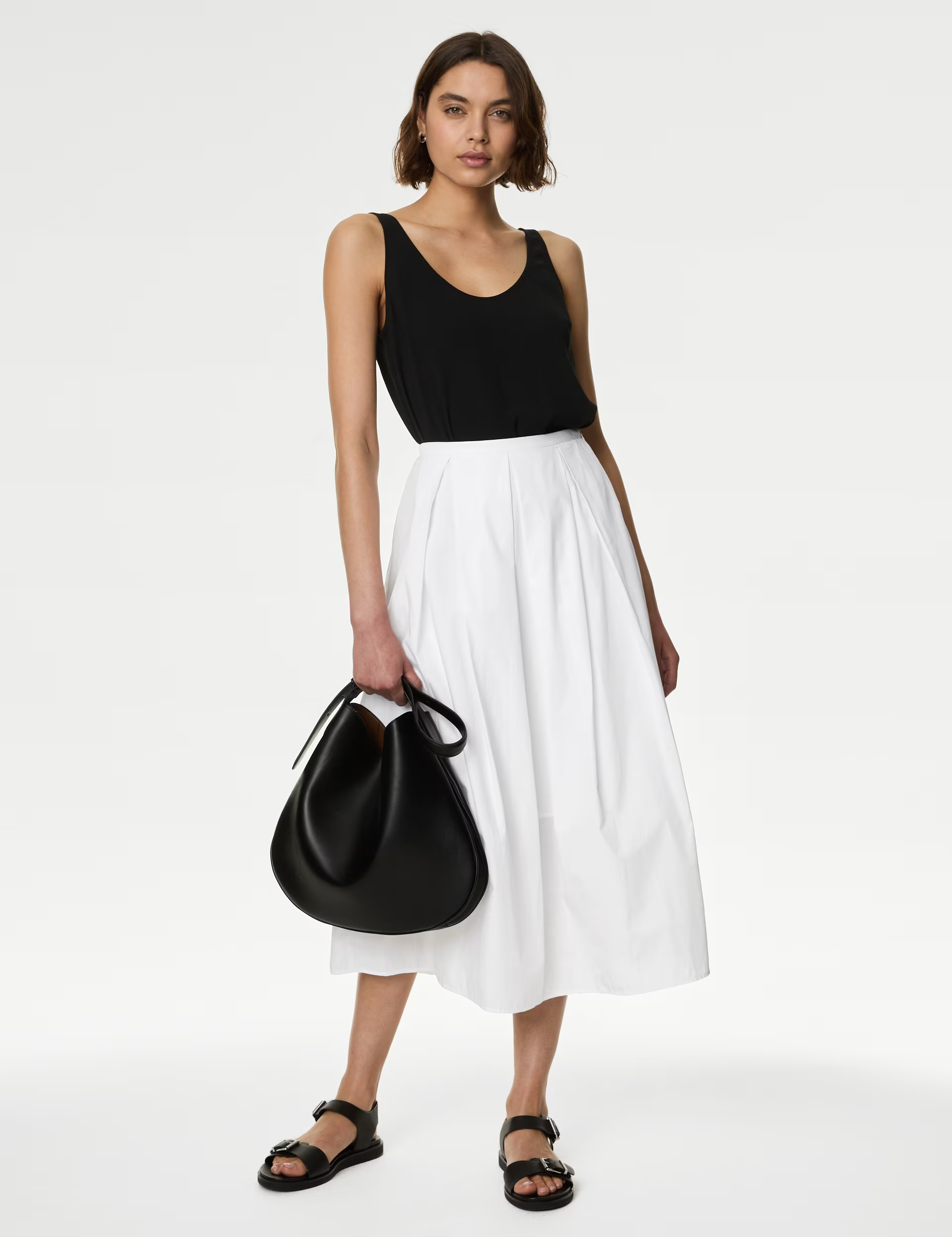 Pure Cotton Box Pleat Midaxi A-Line Skirt | Marks & Spencer (UK)