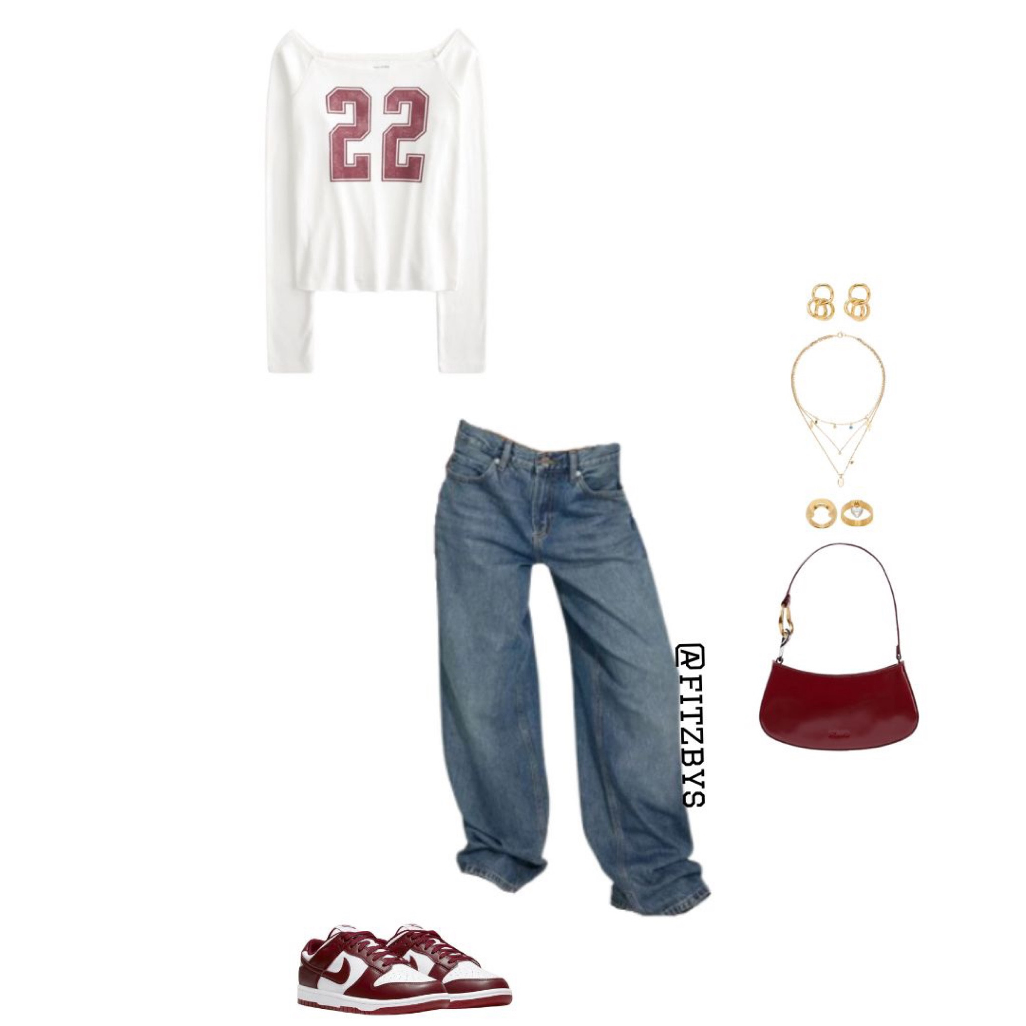 Cute fall  outfit 

Off shoulder long sleeve shirt White and red  top, white  long sleeve top, hollister top, jeans, baggy jeans, low rise jeans, dark wash jeans, blue jeans, nike dunk sneakers, burgundy sneakers, staud shoulder bag, gold jewelry, fall clothes, fall outfits, vacation outfit, concert outfit, outfit idea, style tip, spring outfit. Cute top, cute outfit, Trendy outfit, 2024 outfit ideas, cute fall outfit. 

#virtualstylist #outfitideas #outfitinspo #trendyoutfits # fashion #cuteoutfit #falloutfit #offshouldertop #burgundy #baggyjeans #jeans  #fallclothes #fallstyle #cutefalloutfit 

#LTKautumn #LTKcanada #LTKstyletip