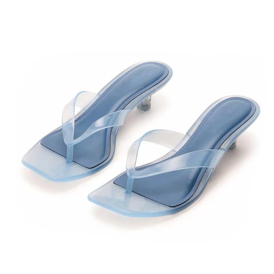 Agodor Jelly Thong Heeled Sandals for Women,Clear Flip Flop Low Kitten Heels Mules for Women Comf... | Amazon (US)