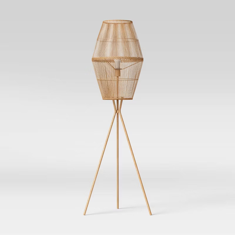 Rattan Tripod Floor Lamp with Shade Brown (Includes LED Light Bulb) - Threshold™ | Target