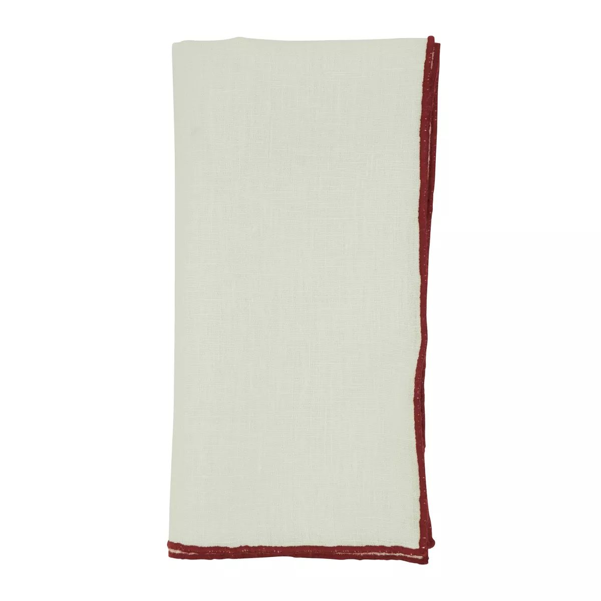 Saro Lifestyle Stitched Border Stonewashed Linen Napkins (Set of 4), Red, 20" x 20" | Target