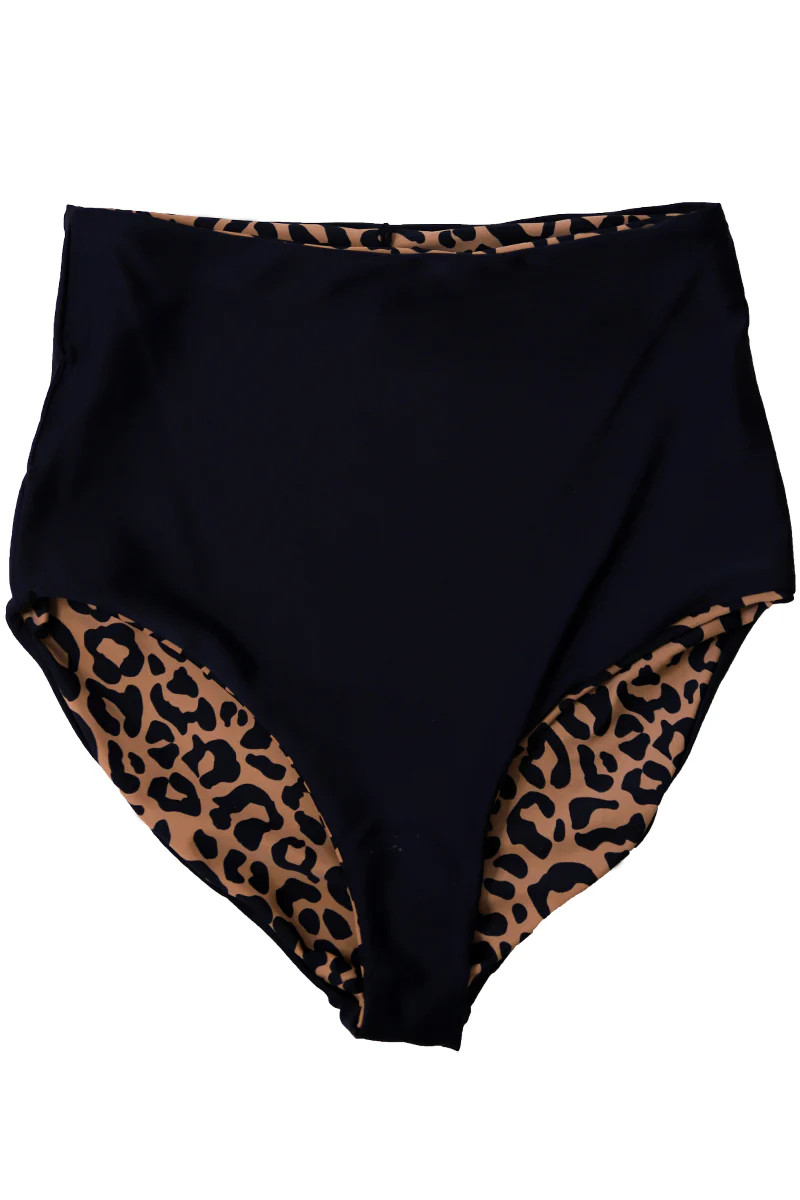 Leisure Reversible Bottoms |  Black & Leopard Print | Final Sale | Coral Reef Swim